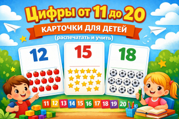 Картинки с цифрами от 1 до 10 - Карточки для распечатки